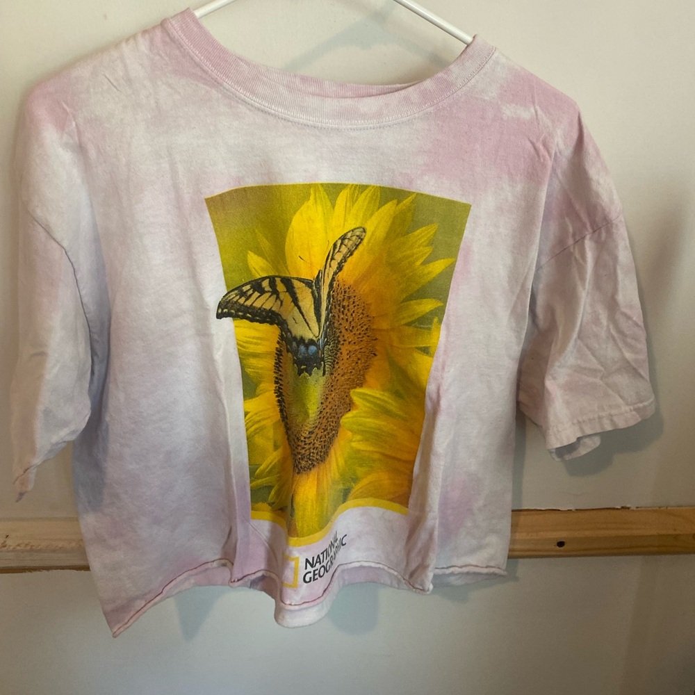 National Geographic Pink T-Shirt with Butterfly Print